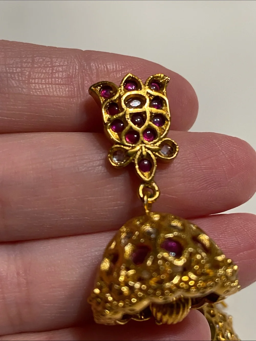 24KGP Kemp Filigree Pendant Necklace and Earrings Set with Ruby
